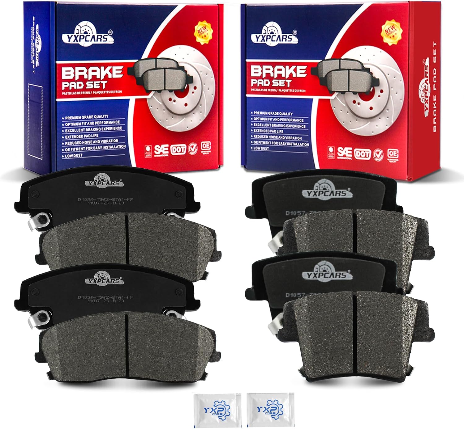 Ceramic Disc Brake Pads Set Front and Rear for Dodge Charger 2006 - 2010, for Magnum 2005-2008