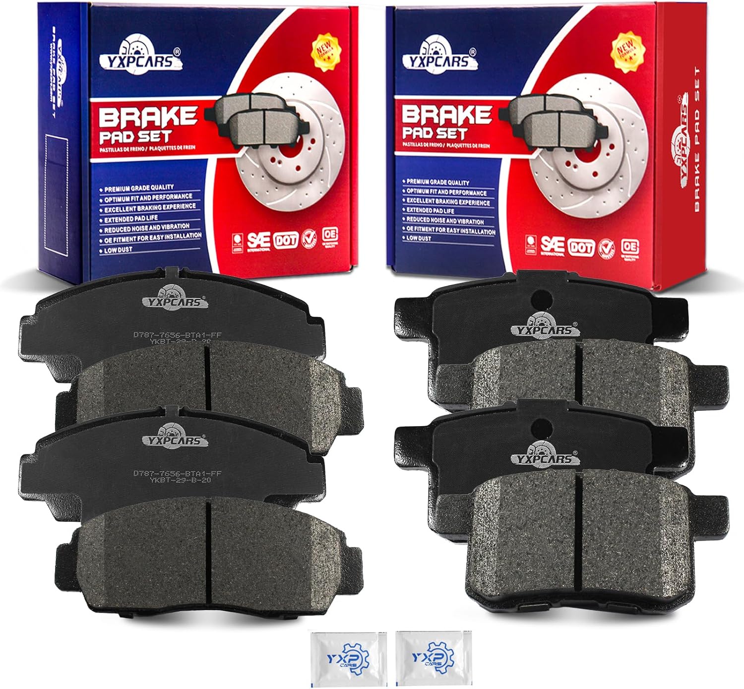 Front and Rear Ceramic Disc Brake Pads Set Replacement for 2009 2010 2011 2012 2013 2014 Tsx 2008-2010 Accord Ex/Ex-L, 2011 Accord Ex 2012 Accord Ex/Ex-L/HFP