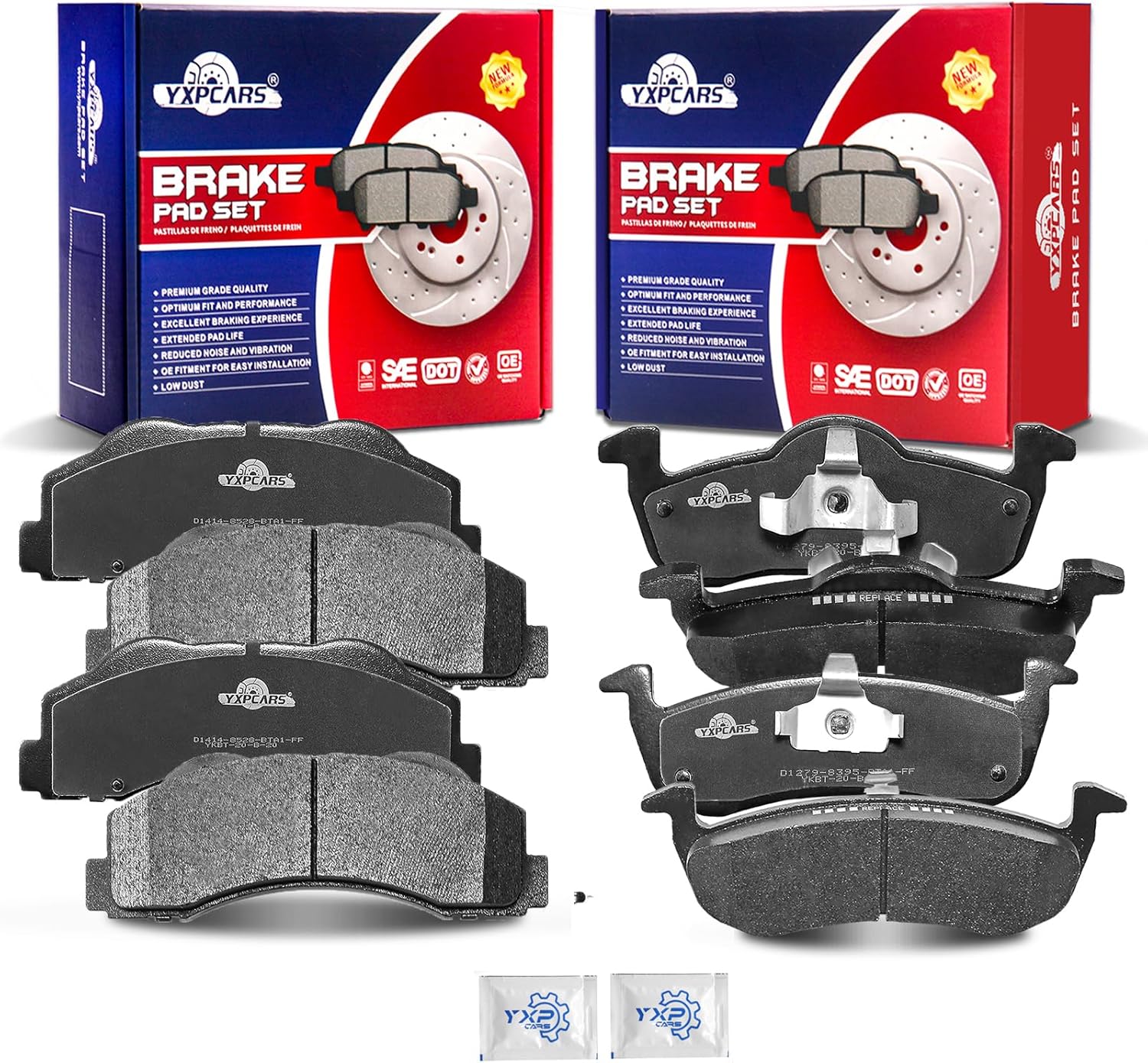 Ceramic Disc Brake Pads Set Front and Rear Replacement for Ford Expedition 2010 2011 2012 2013 2014 2015 2016 2017, for Lincoln Navigator 2010-2017