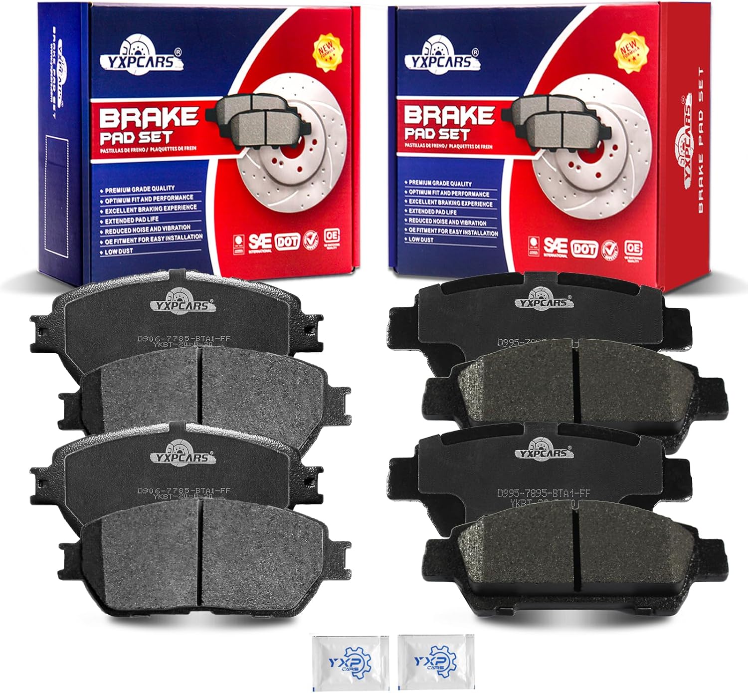 Front and Rear Ceramic Disc Brake Pads Set Replacement for Toyota Sienna 2004 2005 2006 2007 2008 2009 2010