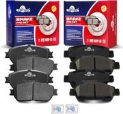 Front and Rear Ceramic Disc Brake Pads Set Replacement for Toyota Sienna 2004 2005 2006 2007 2008 2009 2010
