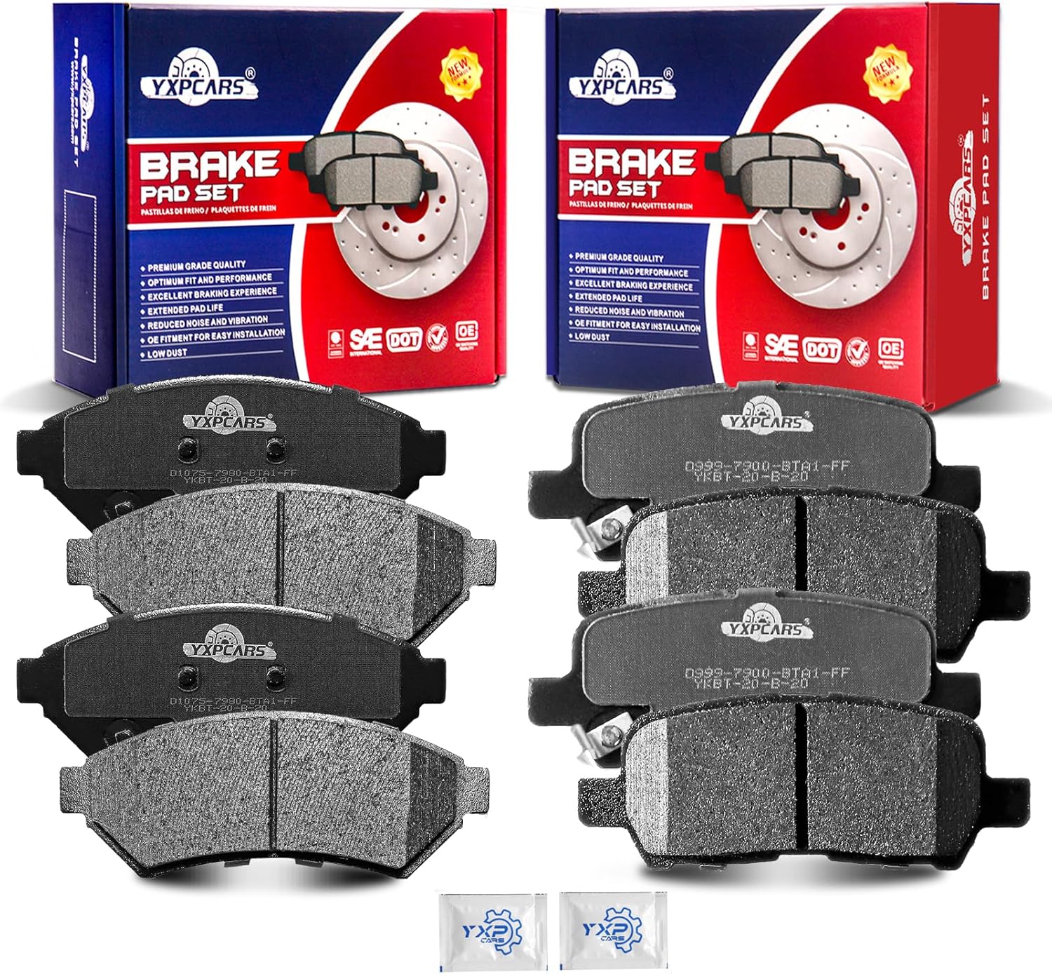Front and Rear Ceramic Disc Brake Pads Set Replacement for Buick Lacrosse 2005 2006 2007 2008 2009 Excluding Super, for Pontiac Grand Prix 2004-2008 Excluding Gxp
