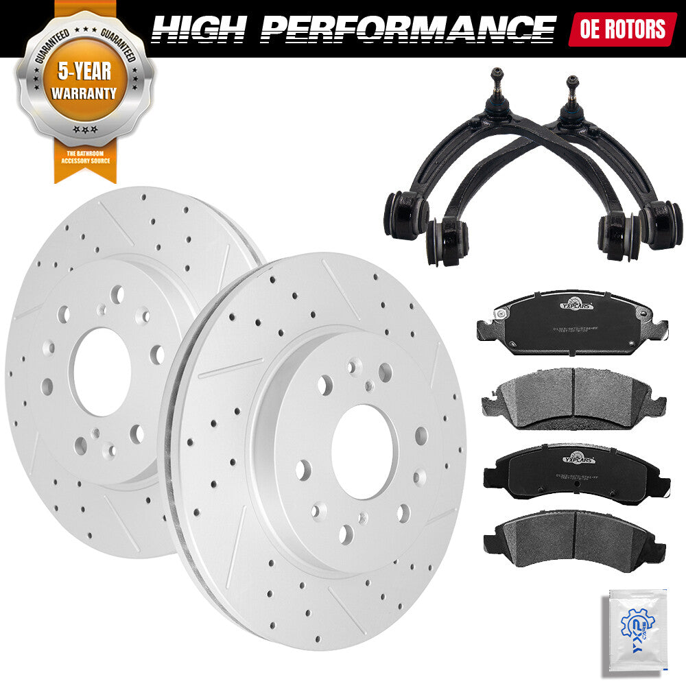 For 07-13 Chevy Silverado 1500 Control Arm Tie Rod End w/ Front Brake Rotor Pads