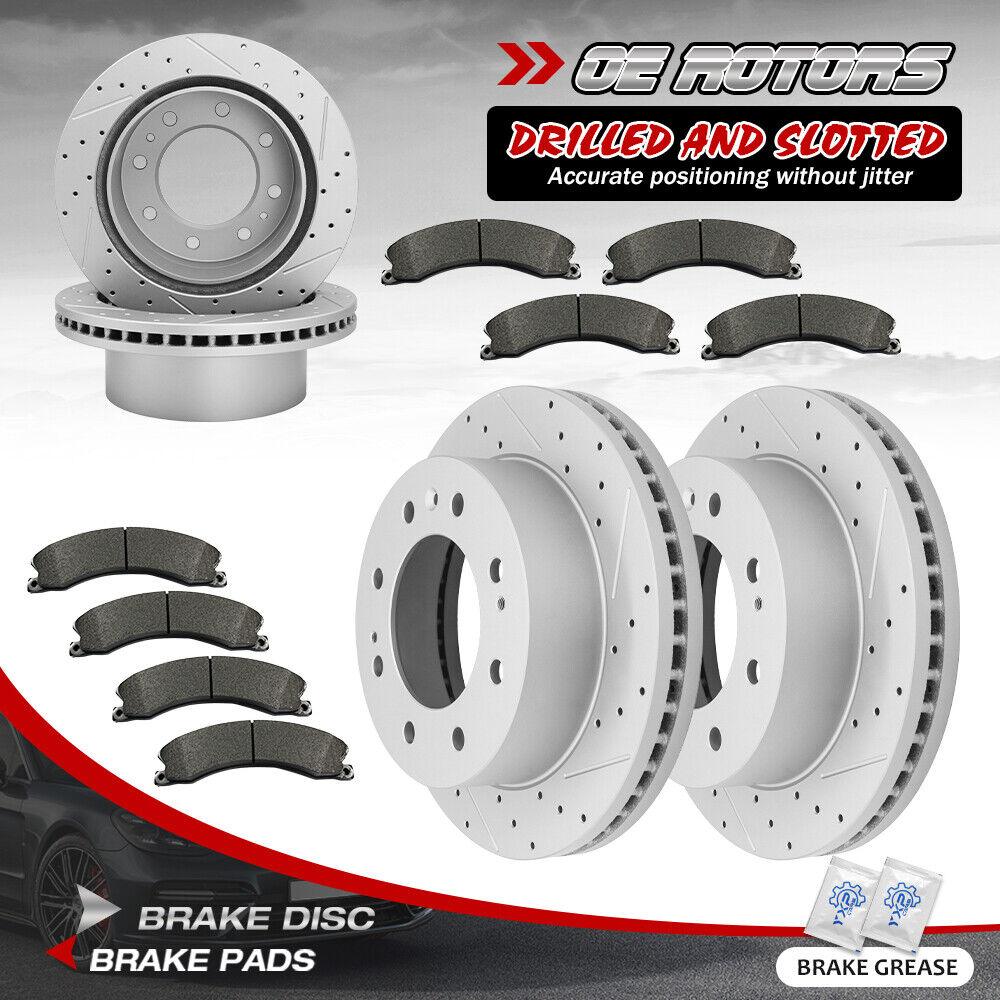 Front Rear Drilled Slot Brake Rotor Ceramic Pad Kit For Chevrolet Silverado 2500 - YXPCARS