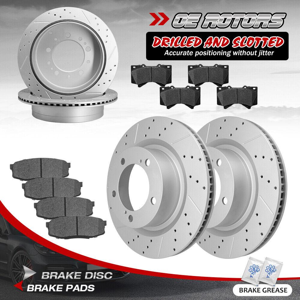 Front Rear Drill Slot Brake Rotor Ceramic Pad Kit For Toyota Tundra Sequoia Land - YXPCARS