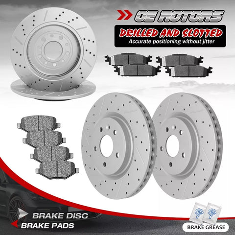 Front Rear Rotors + Ceramic Brake Pads for Ford Flex Explorer Taurus Lincoln MKT