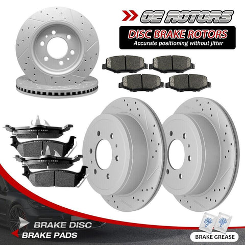 Front & Rear Brake Drilled Rotors + Ceramic Pads for 2010 2011 Ford F-150 6 Lug - YXPCARS