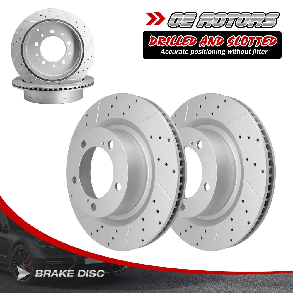 Front Rear Drilled Rotors for 2016-2020 Toyota Tundra Sequoia LX570