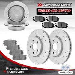 Front & Rear Drilled Disc Rotors + Brake pads for Chevrolet Equinox GMC Terrain