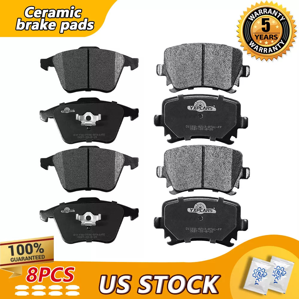 Front Rear Ceramic Brake Pads For 2005 -2007 2008 2009 Audi A4 Quattro