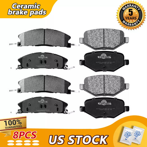 Front Rear Ceramic Brake Pads Fit For 2013-2019 Ford Explorer Flex, Lincoln MKT